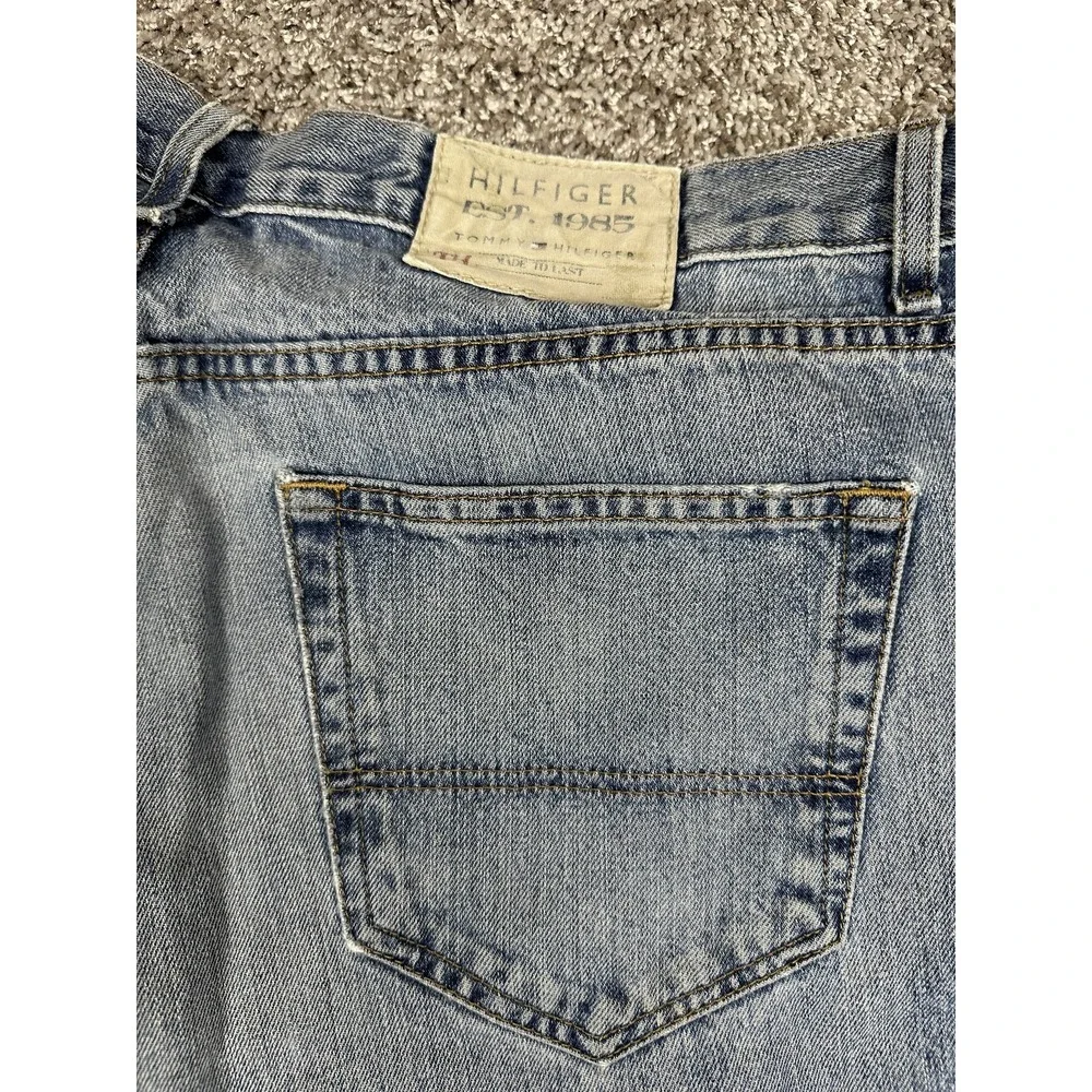 Vintage Tommy‎ Hilfiger Jeans Mens 38x30 Y2K Grunge Distressed Baggy Thrashed